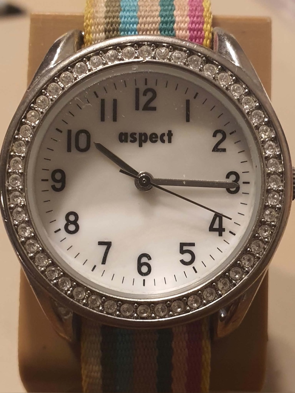 🦋10/$20🦋 Aspect Silver/White Rhinestone Nylon Women's Watch